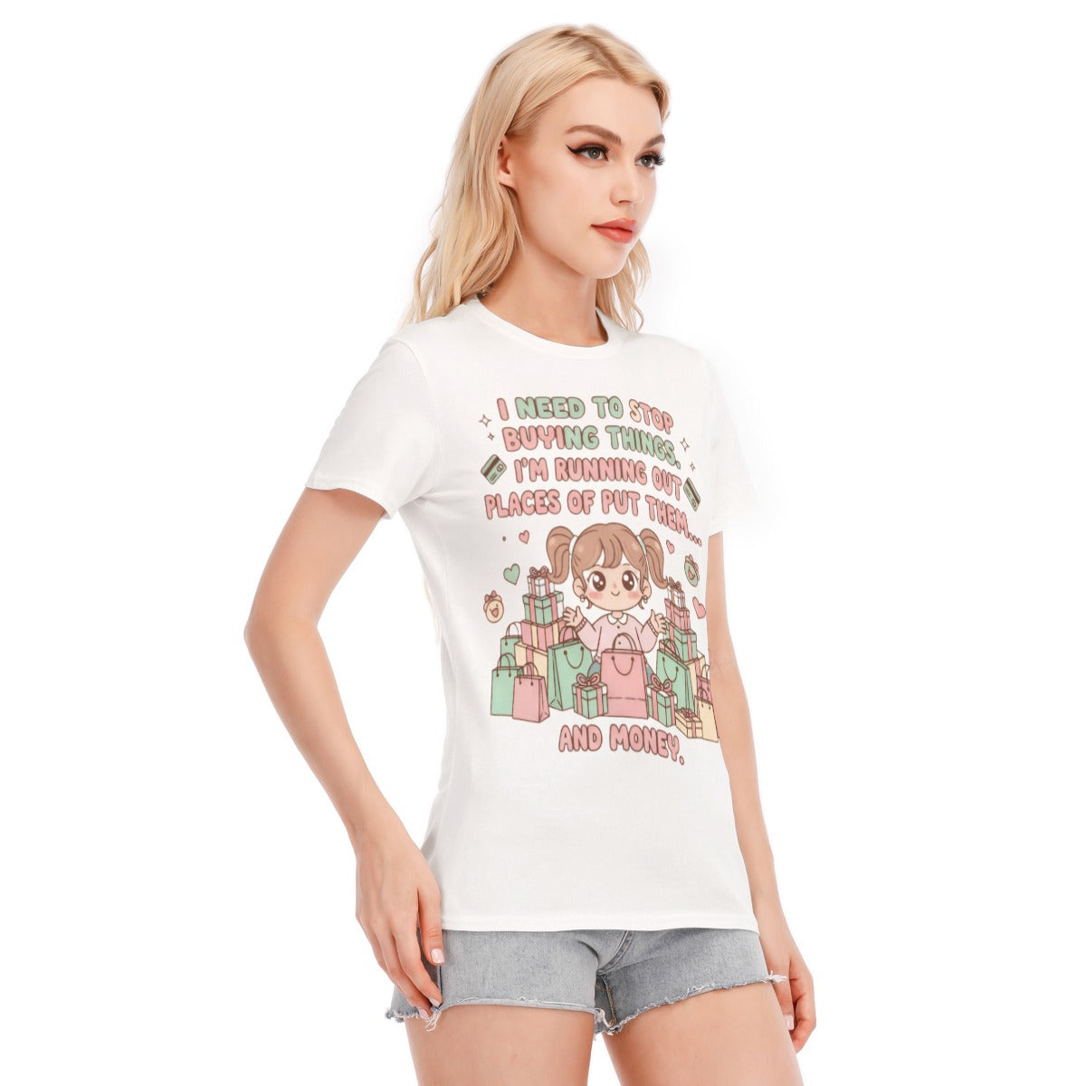 All-Over Print Women's Round Neck T-Shirt | 190GSM Cotton