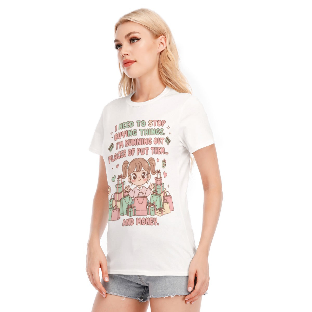 All-Over Print Women's Round Neck T-Shirt | 190GSM Cotton