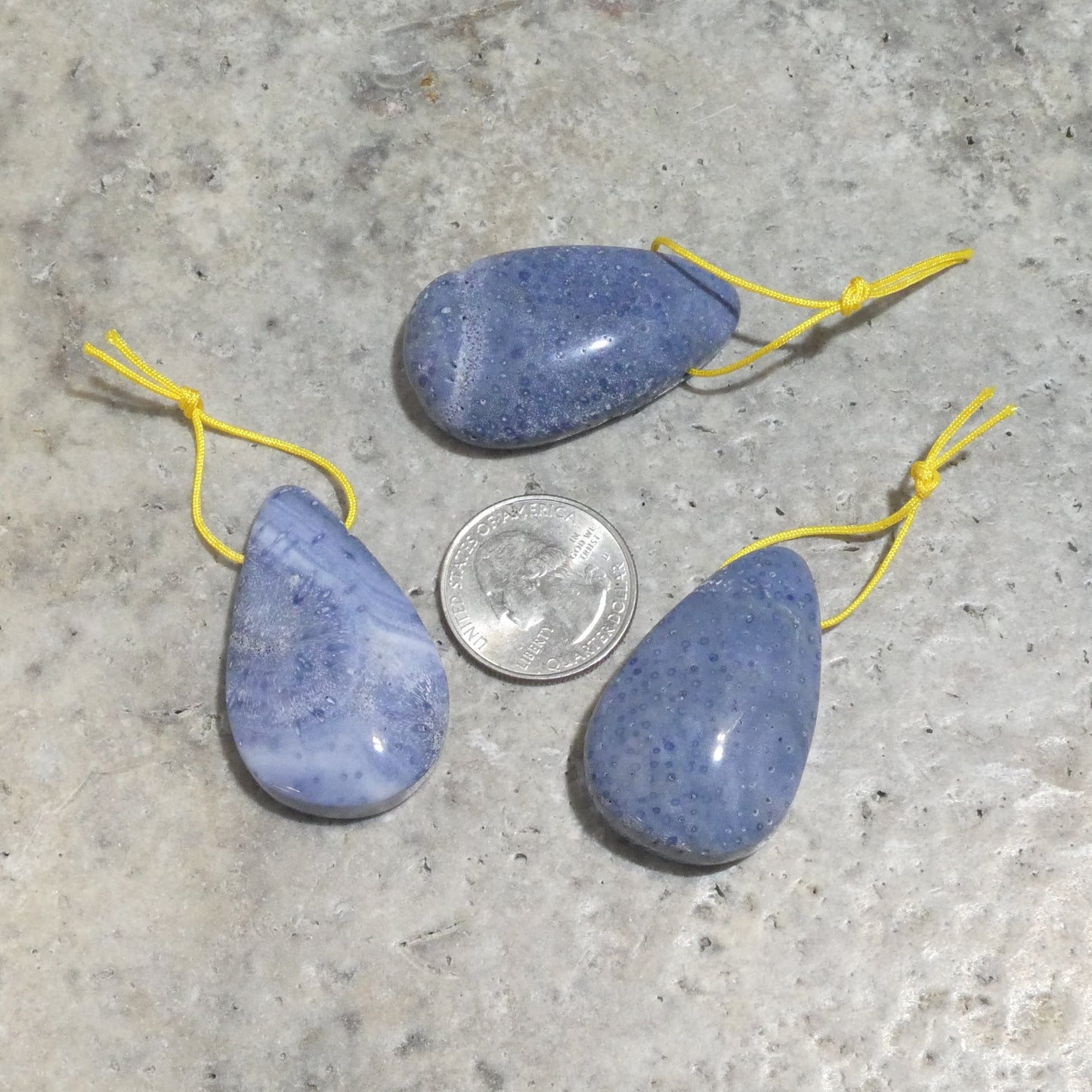 Natural Blue Coral 23-27x38-43 mm Teardrop Pendant 1.5mm Hole (1pc)-1
