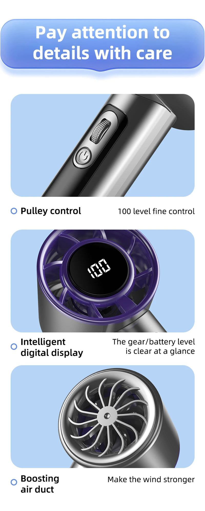 Mini Handheld Turbo Fan F08 With Led Display And 100 Gears Wind Speed Usb Charging Small Wind Cannon High Speed Fan 2025