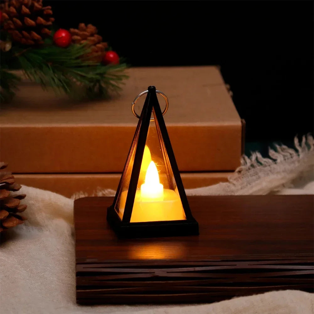 Triangle LED Candle Night Light Pattern Electronic Candle Light Bedroom Atmosphere Light Christmas Home Decoration Accessories