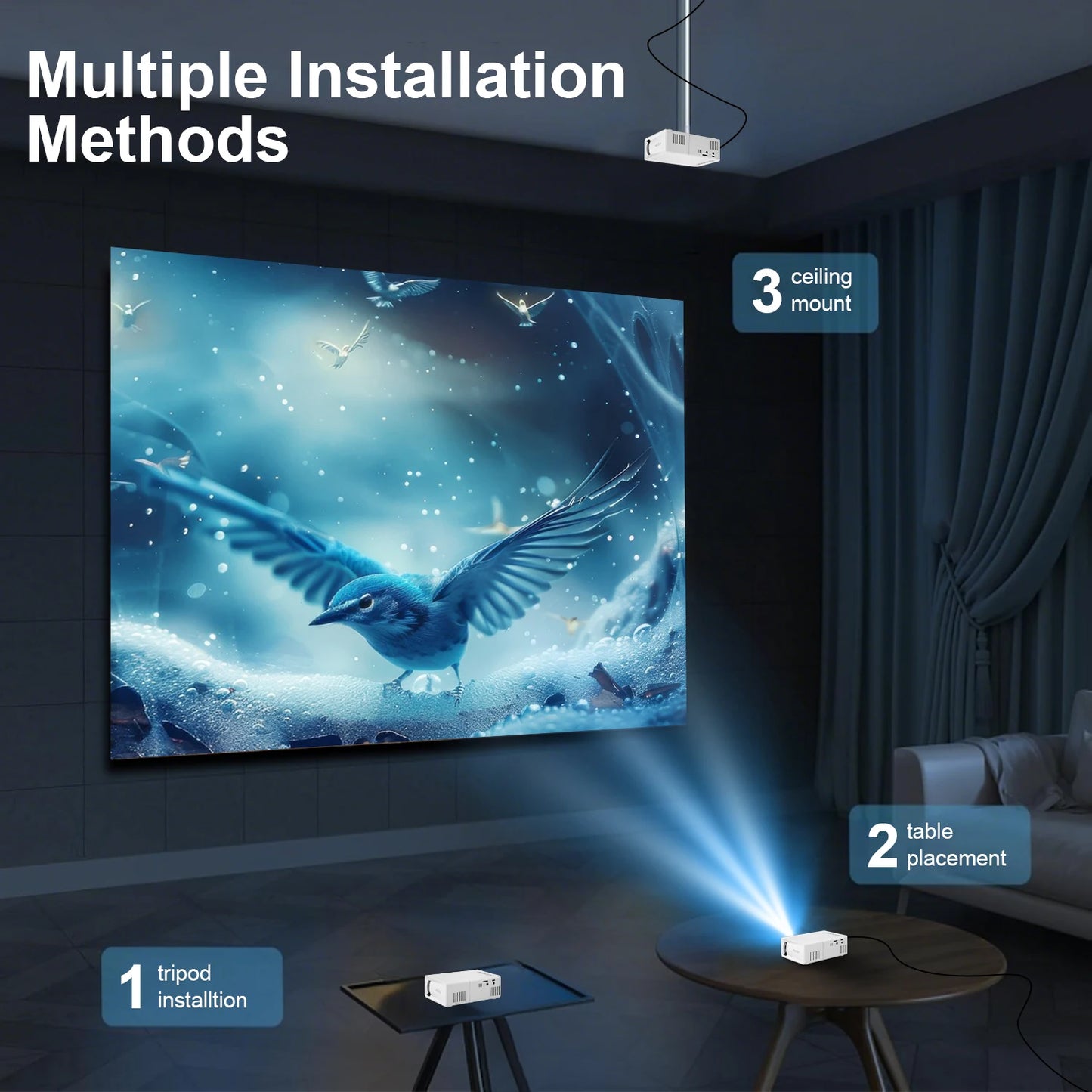 GTEQY HD video projector portable mini projector