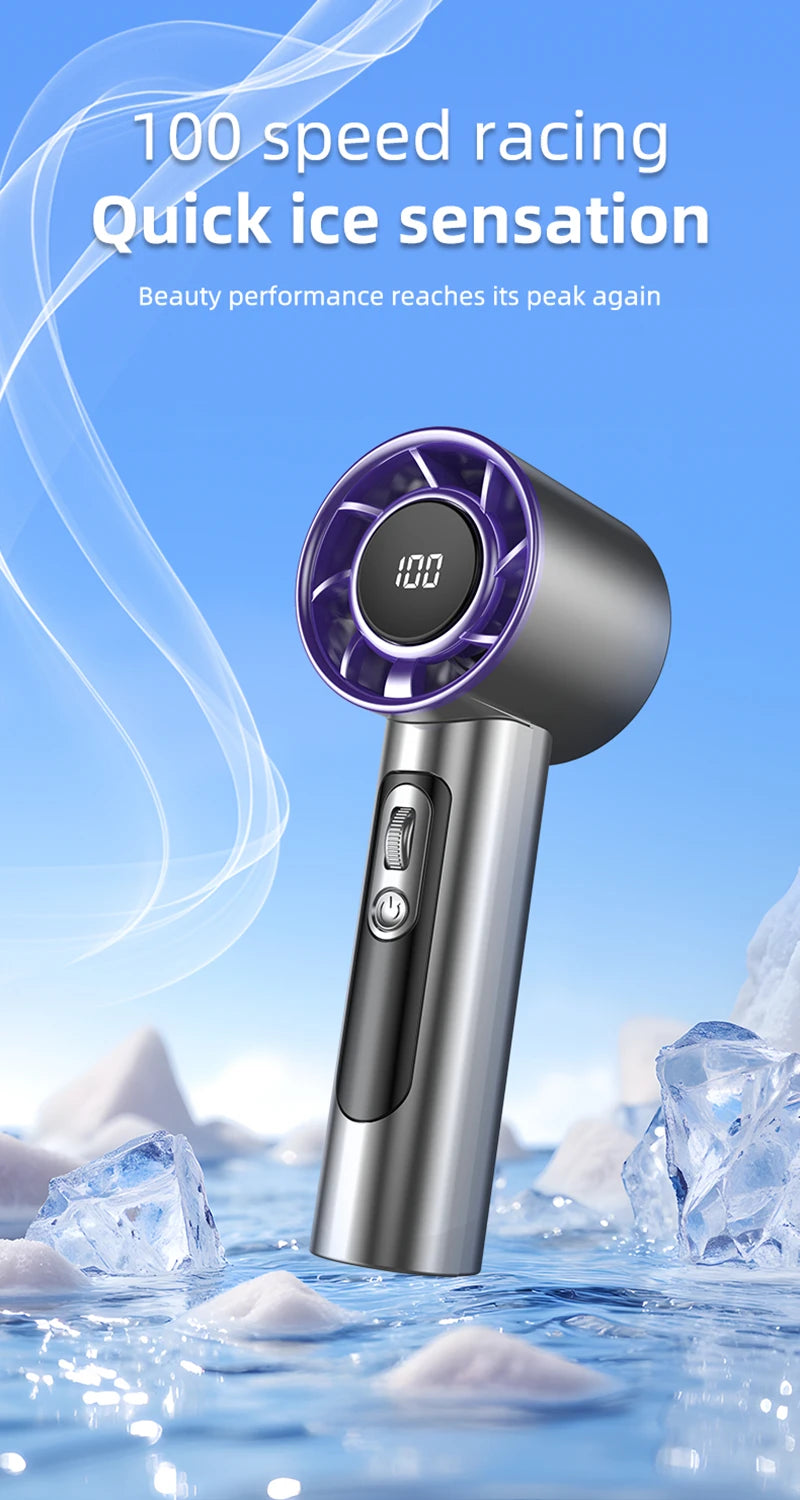 Mini Handheld Turbo Fan F08 With Led Display And 100 Gears Wind Speed Usb Charging Small Wind Cannon High Speed Fan 2025