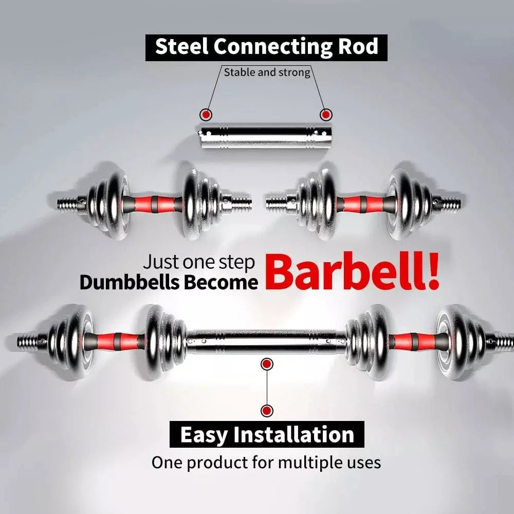 50kg Dumbbell Set Adjustable Dumbbells Barbell Set Iron Steel Durable Home Body Weight Training Carry Case