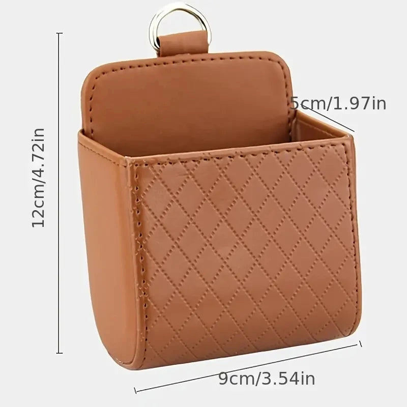 Multi functional car storage rack, artificial leather car phone holder, hanging storage box, car interior storage accessories