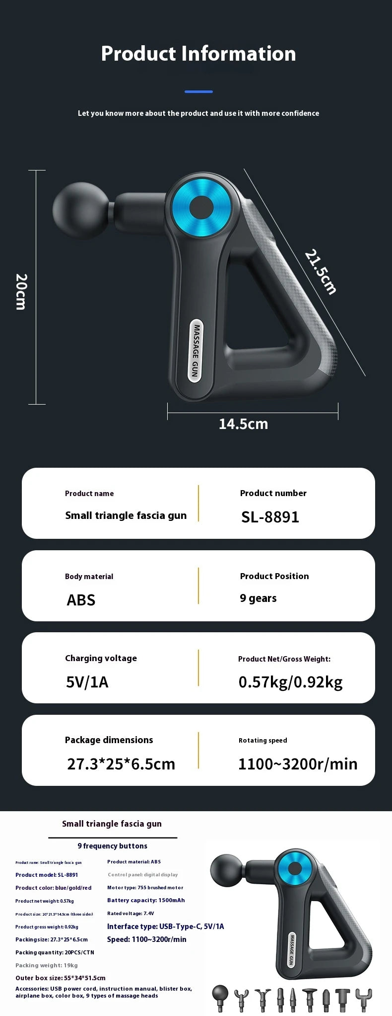 Best Seller Fitness Massage Gun fitness equipment accessories Electric Massager Body Fitness Small Triangle Fascia Gun Wireless
