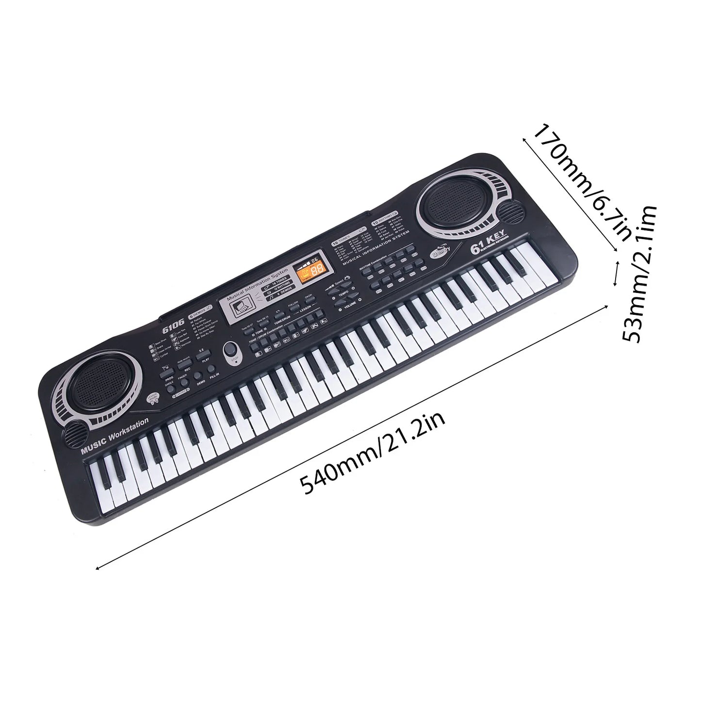 Kids Electronic Piano Keyboard Portable 61 Keys Organ With Microphone Education Toy Musical Instrument Gift For Child Beginner