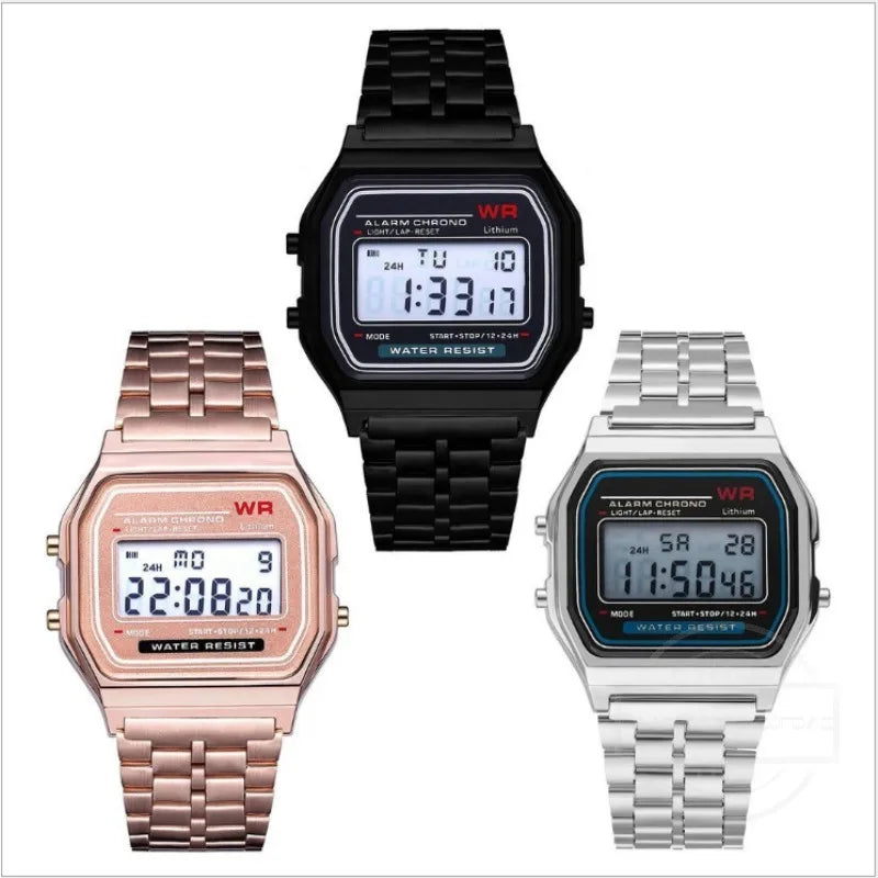 Luxury LED Digital Watches for Men Stainless Steel Gold Sliver Electronic Watch Fashion Business Mens Watch Relogios Masculino (Copy)