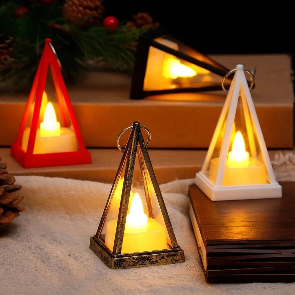 Triangle LED Candle Night Light Pattern Electronic Candle Light Bedroom Atmosphere Light Christmas Home Decoration Accessories