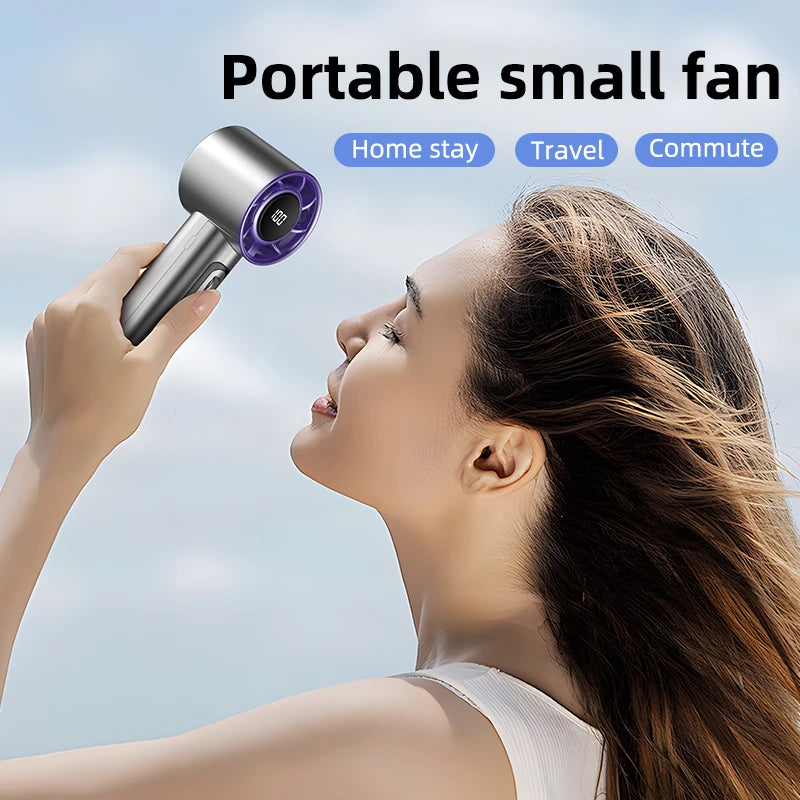 Mini Handheld Turbo Fan F08 With Led Display And 100 Gears Wind Speed Usb Charging Small Wind Cannon High Speed Fan 2025