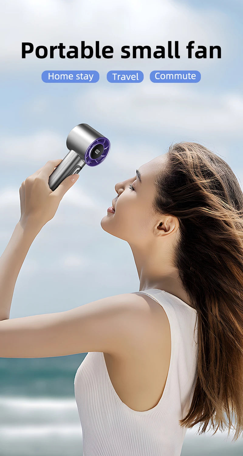 Mini Handheld Turbo Fan F08 With Led Display And 100 Gears Wind Speed Usb Charging Small Wind Cannon High Speed Fan 2025