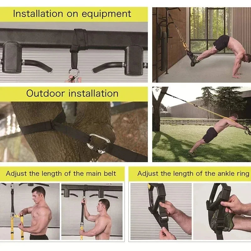 New 1 Set Suspension Training Strap Fitness Strength Power Suspension Trainer Yoga Strap Wall Mount Professional Trx Tensioner