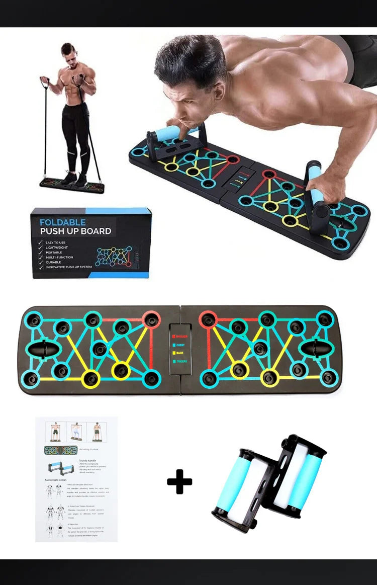 Portable Multi-Function Push-Up Board Set Foldable Exercise Equipment for Chest Abs Back Workout Home Gym Fitness Training