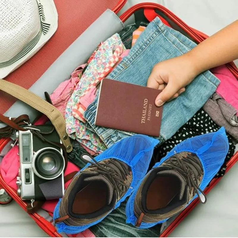 Disposable Shoe Covers Household Non-woven Shoe Cover Waterproof Slip Resistant Booties Cover Travel Hotel Disposable Dust Shoes