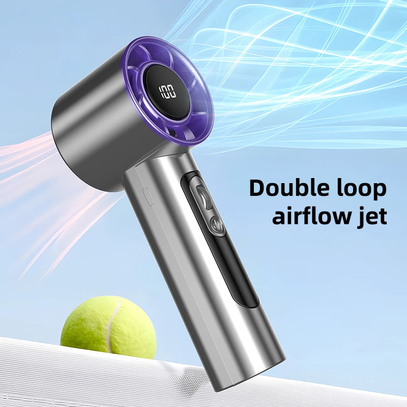 Mini Handheld Turbo Fan F08 With Led Display And 100 Gears Wind Speed Usb Charging Small Wind Cannon High Speed Fan 2025
