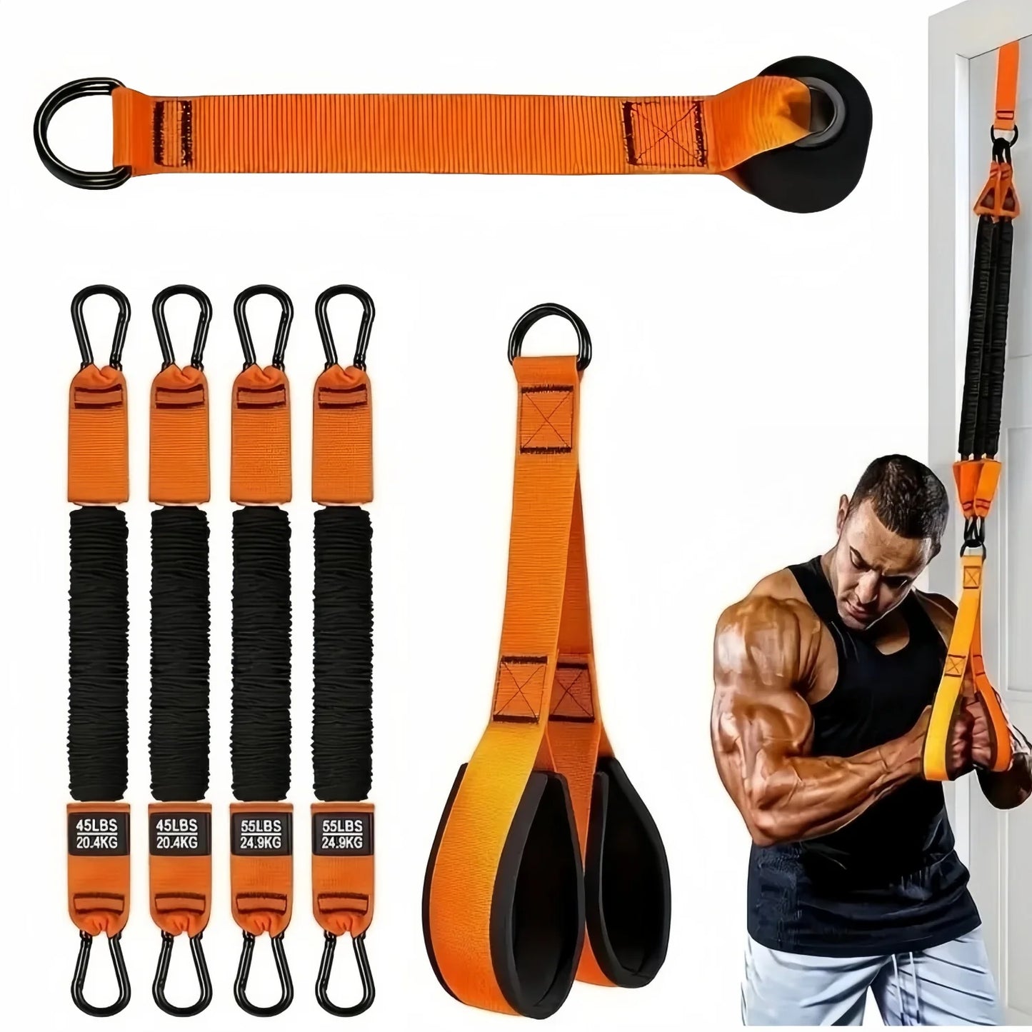 225/300LBS Home Suspension Trainer System Resistance Trainer Exercise Straps Multi-Function for Home Gym Full-Body Workout