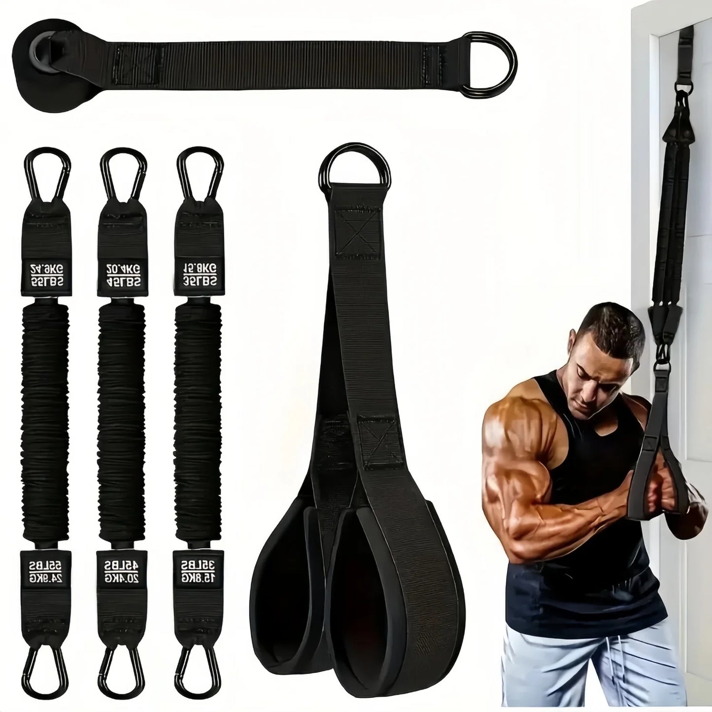 225/300LBS Home Suspension Trainer System Resistance Trainer Exercise Straps Multi-Function for Home Gym Full-Body Workout