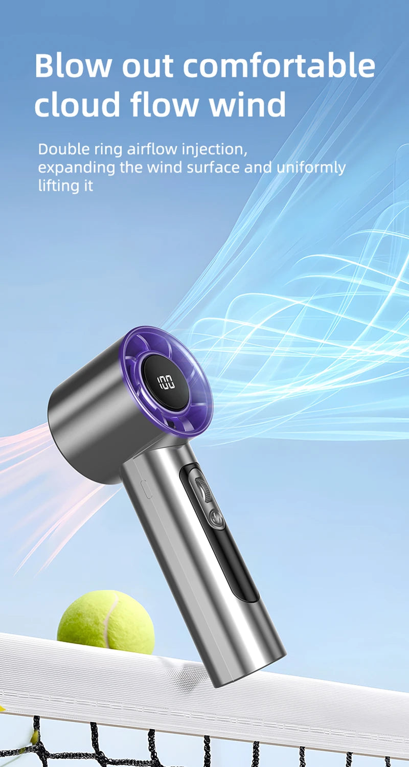 Mini Handheld Turbo Fan F08 With Led Display And 100 Gears Wind Speed Usb Charging Small Wind Cannon High Speed Fan 2025