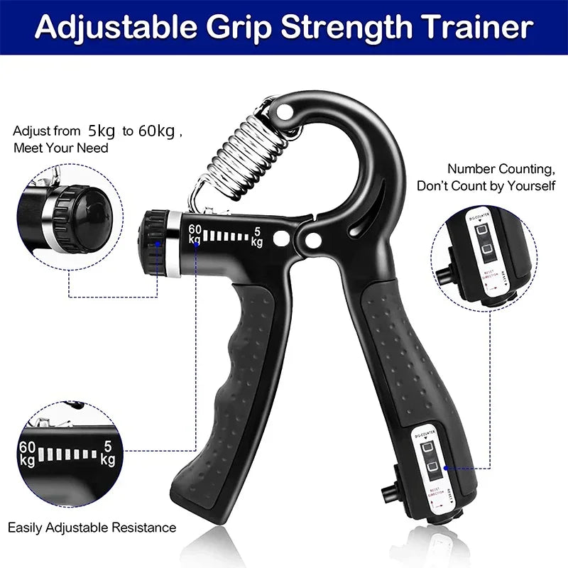 10-100kg Adjustable Hand Grip Strengthener Hand Grip Trainer With Counter Wrist Forearm And Hand Exerciser For Muscle Building