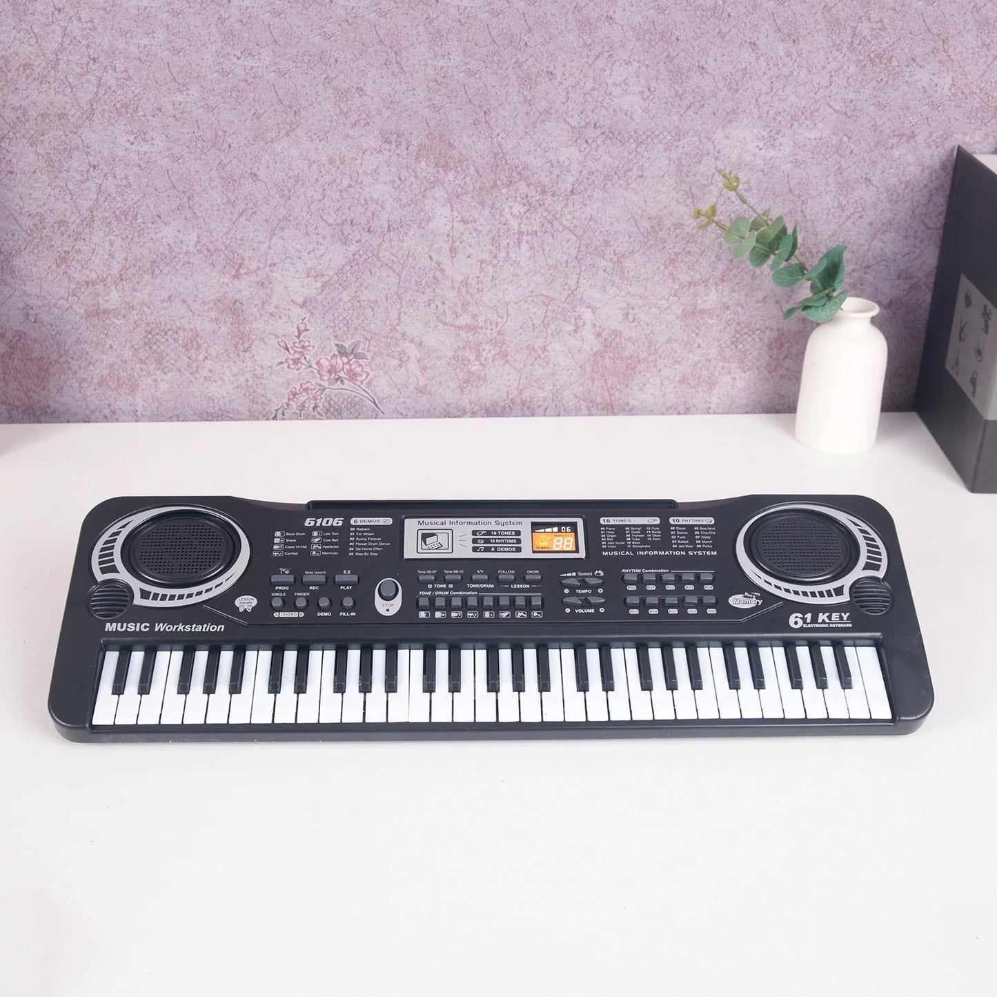 Kids Electronic Piano Keyboard Portable 61 Keys Organ With Microphone Education Toy Musical Instrument Gift For Child Beginner
