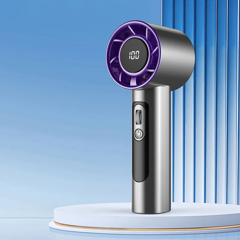 Mini Handheld Turbo Fan F08 With Led Display And 100 Gears Wind Speed Usb Charging Small Wind Cannon High Speed Fan 2025