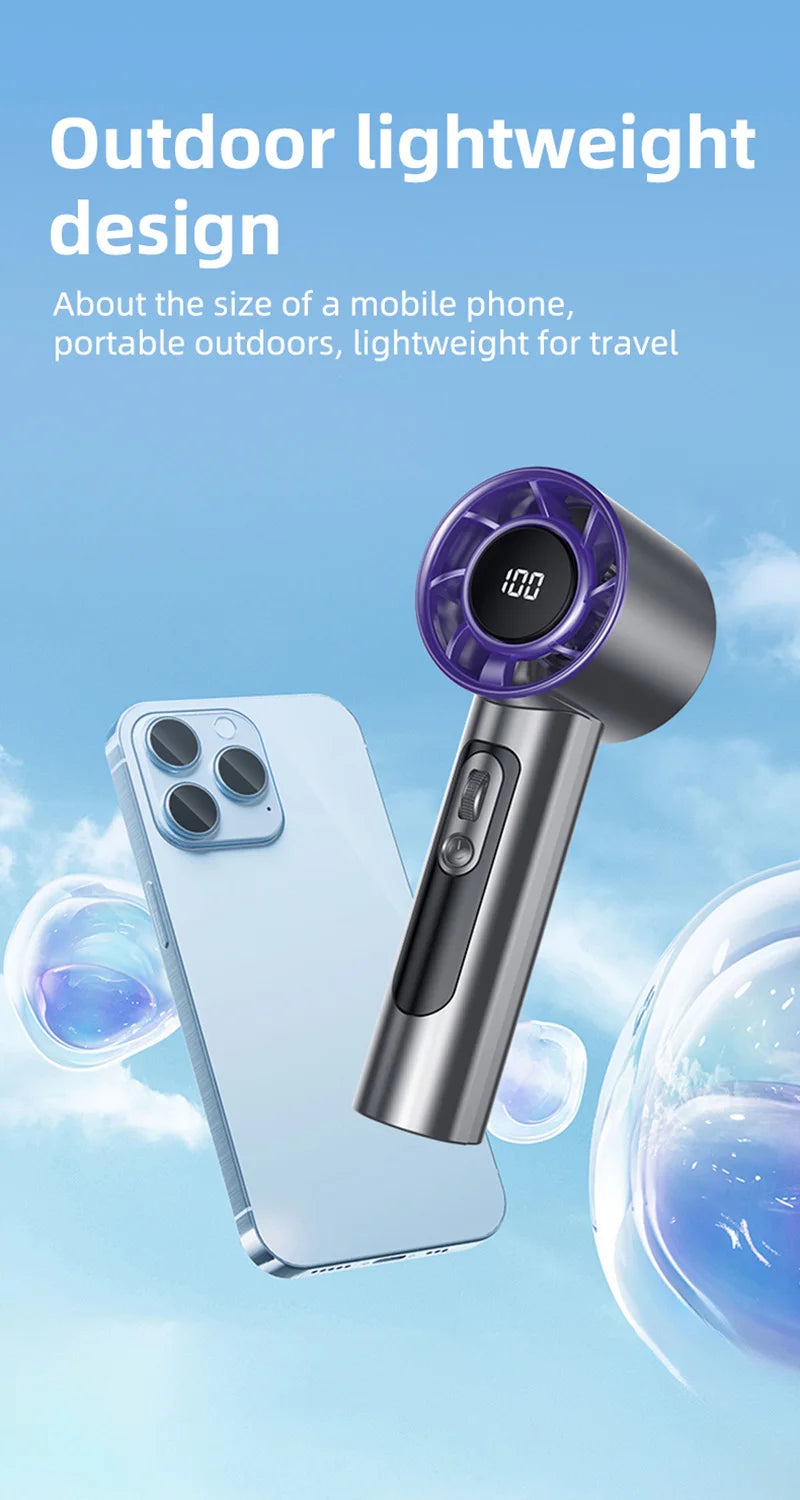Mini Handheld Turbo Fan F08 With Led Display And 100 Gears Wind Speed Usb Charging Small Wind Cannon High Speed Fan 2025