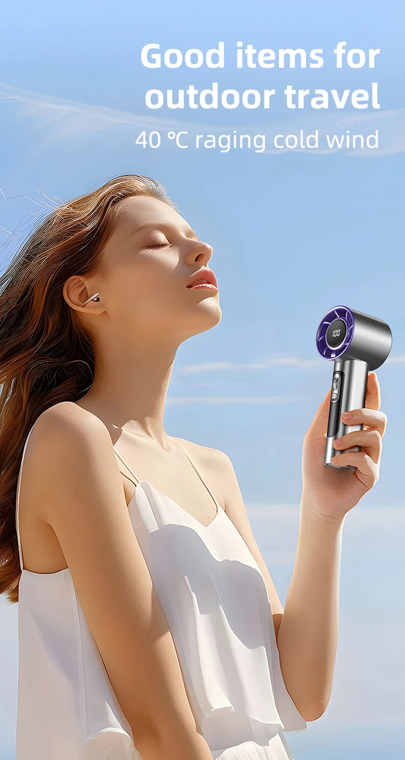 Mini Handheld Turbo Fan F08 With Led Display And 100 Gears Wind Speed Usb Charging Small Wind Cannon High Speed Fan 2025
