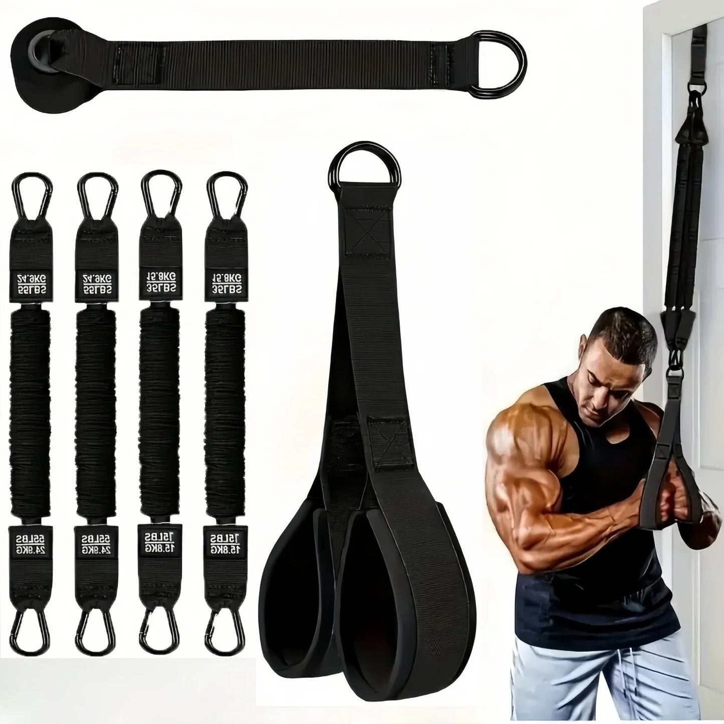225/300LBS Home Suspension Trainer System Resistance Trainer Exercise Straps Multi-Function for Home Gym Full-Body Workout