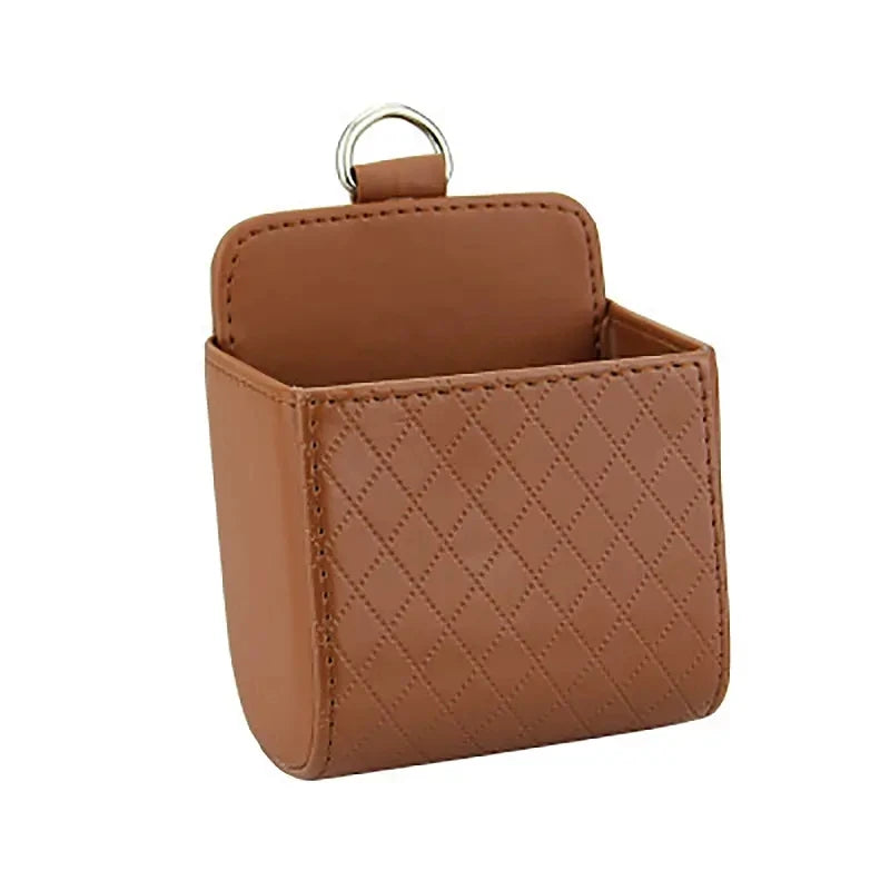 Multi functional car storage rack, artificial leather car phone holder, hanging storage box, car interior storage accessories