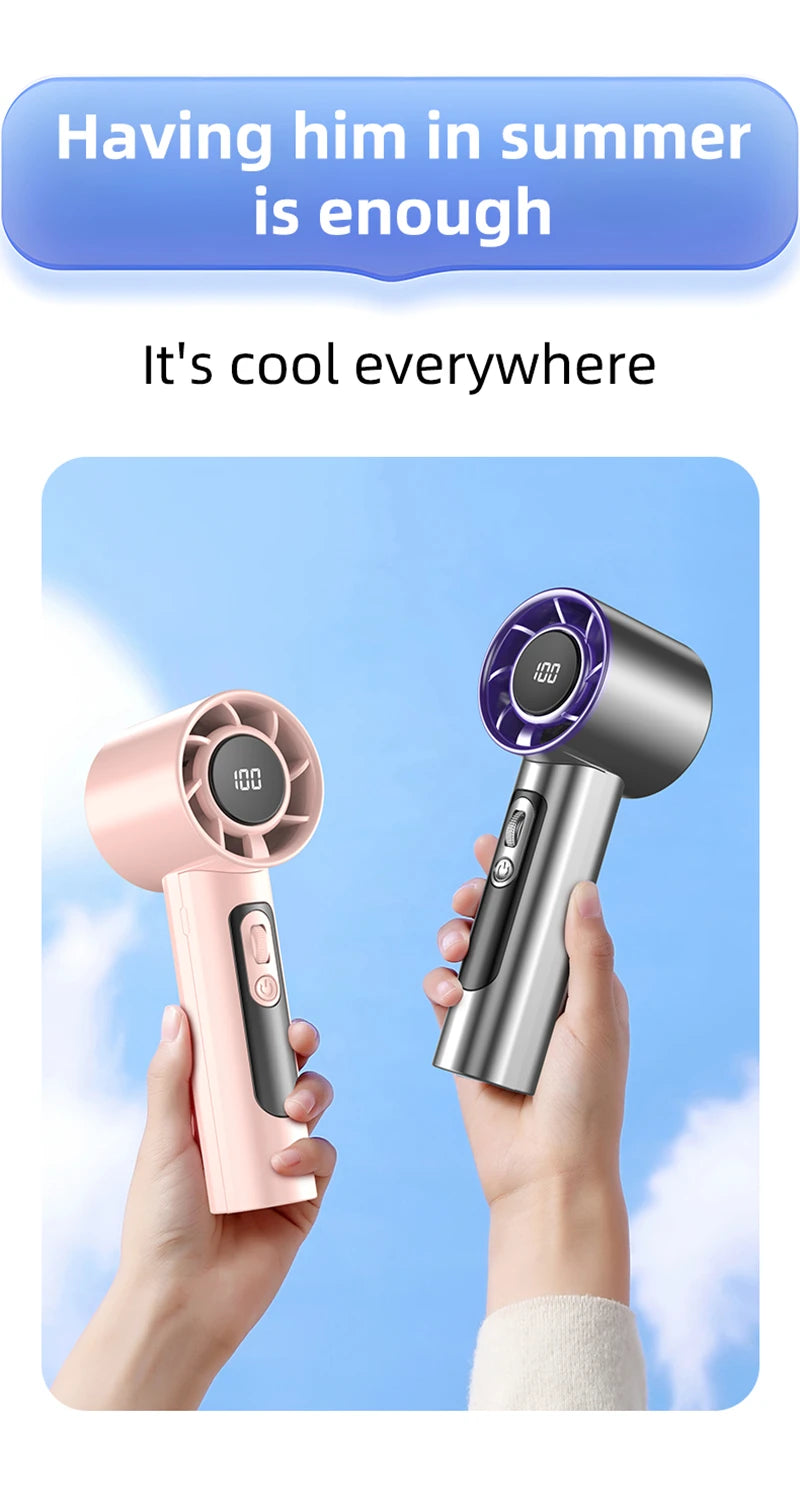 Mini Handheld Turbo Fan F08 With Led Display And 100 Gears Wind Speed Usb Charging Small Wind Cannon High Speed Fan 2025