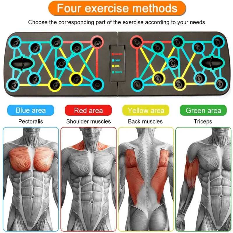 Portable Multi-Function Push-Up Board Set Foldable Exercise Equipment for Chest Abs Back Workout Home Gym Fitness Training