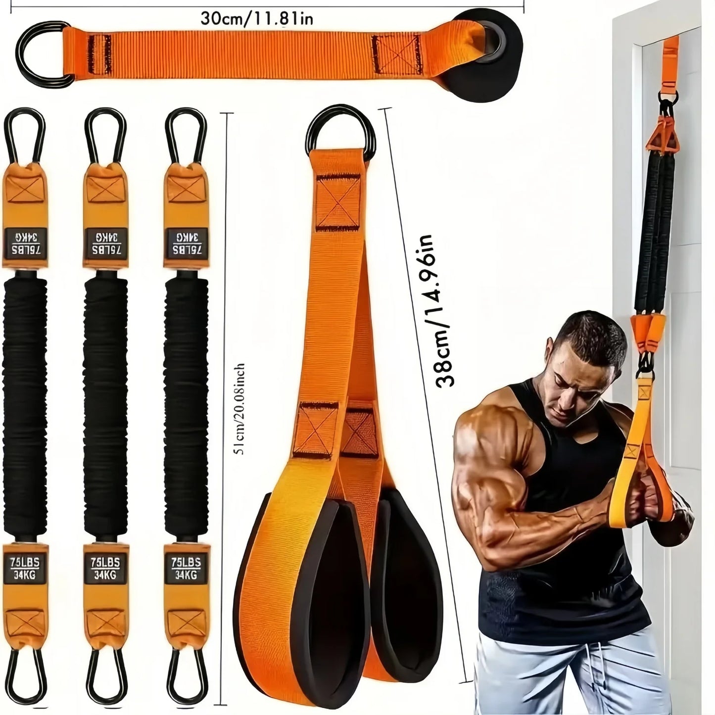 225/300LBS Home Suspension Trainer System Resistance Trainer Exercise Straps Multi-Function for Home Gym Full-Body Workout