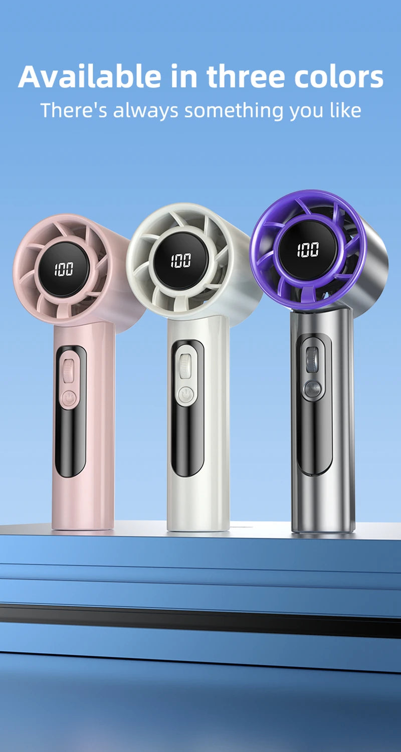 Mini Handheld Turbo Fan F08 With Led Display And 100 Gears Wind Speed Usb Charging Small Wind Cannon High Speed Fan 2025