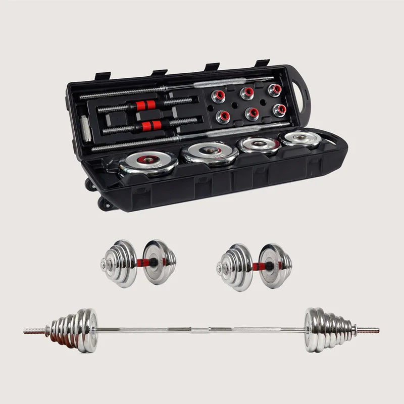 50kg Dumbbell Set Adjustable Dumbbells Barbell Set Iron Steel Durable Home Body Weight Training Carry Case
