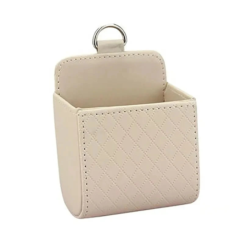 Multi functional car storage rack, artificial leather car phone holder, hanging storage box, car interior storage accessories