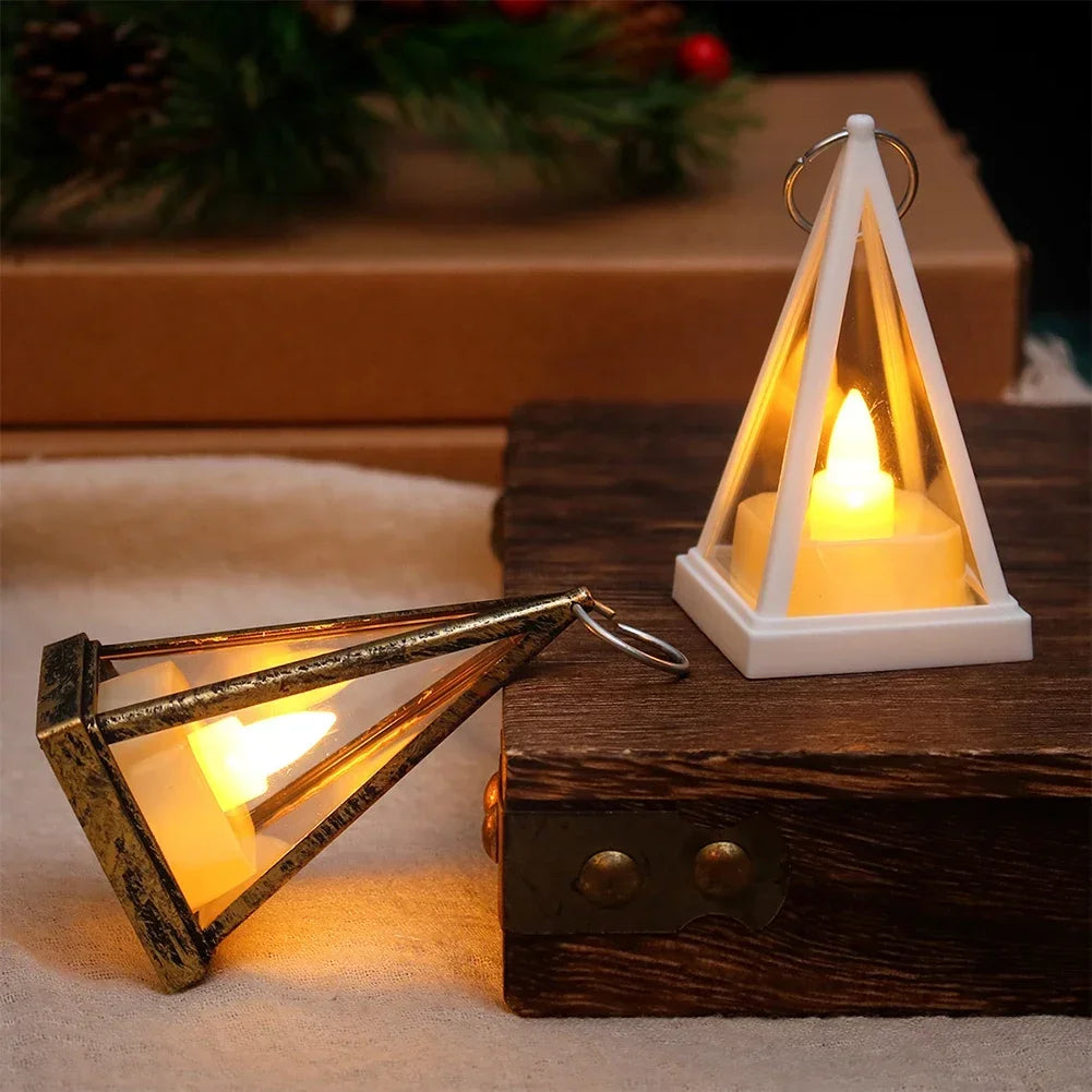 Triangle LED Candle Night Light Pattern Electronic Candle Light Bedroom Atmosphere Light Christmas Home Decoration Accessories