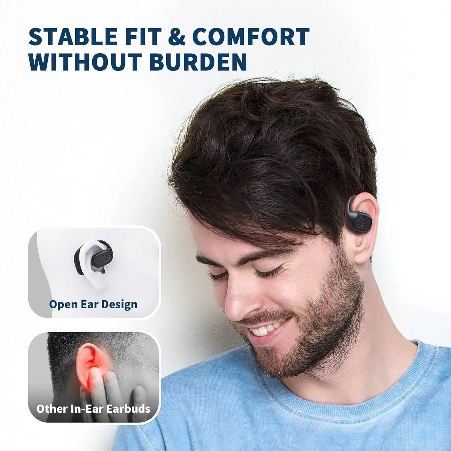 UYUXIO Open Ear Headphones Bluetooth 6.0 Wireless Sports Earbuds with Digital Display 40 Hours Playtime Ear buds for Traveling
