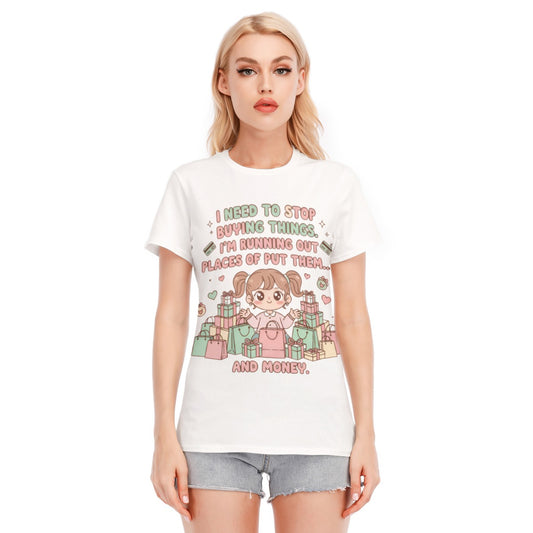 All-Over Print Women's Round Neck T-Shirt | 190GSM Cotton