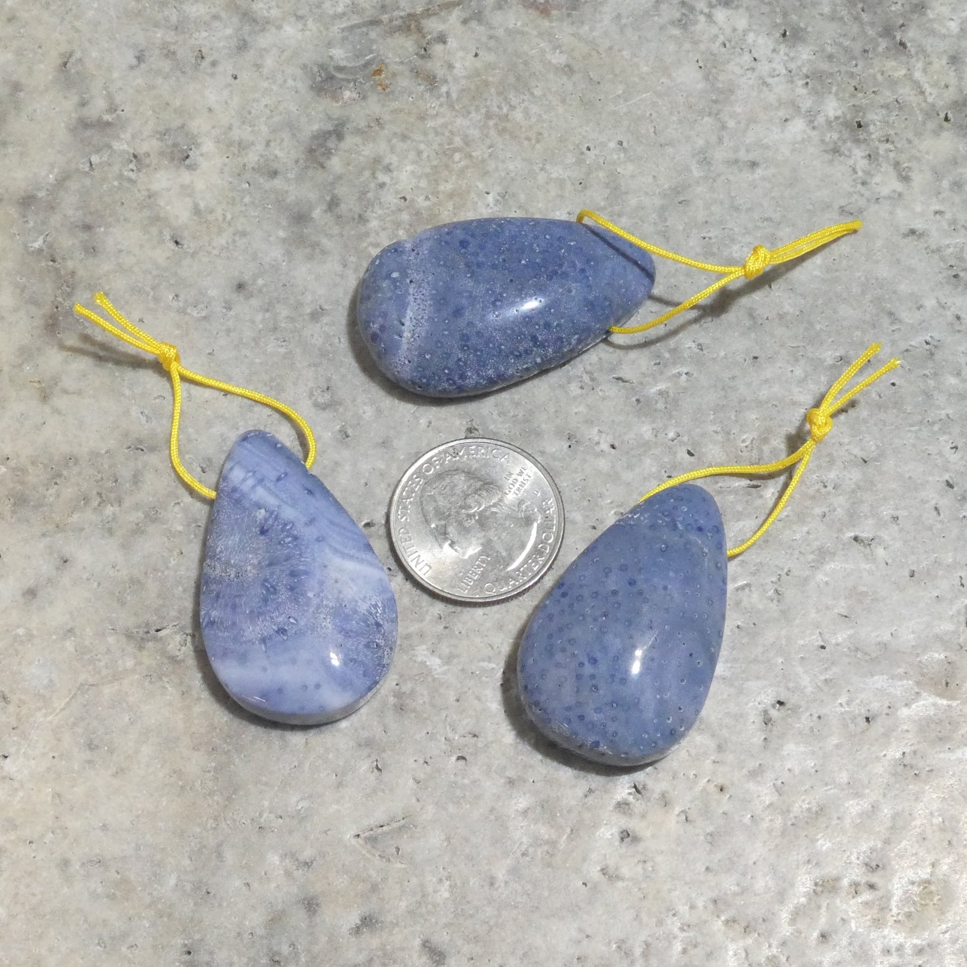 Natural Blue Coral 23-27x38-43 mm Teardrop Pendant 1.5mm Hole (1pc)-1
