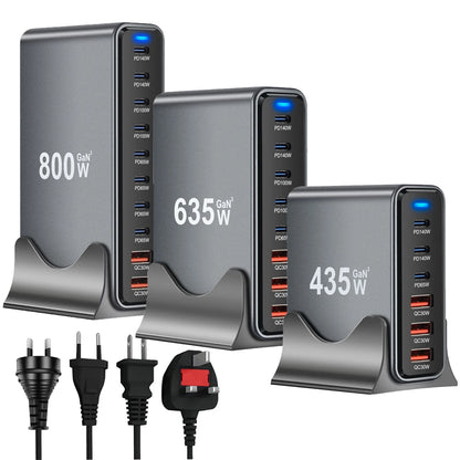 800W/670W/470W USB C Fast GaN Charger Multi-port Desktop Charging Station For iPhone Samsung Xiaomi Huawei Macbook Type C PD3.0