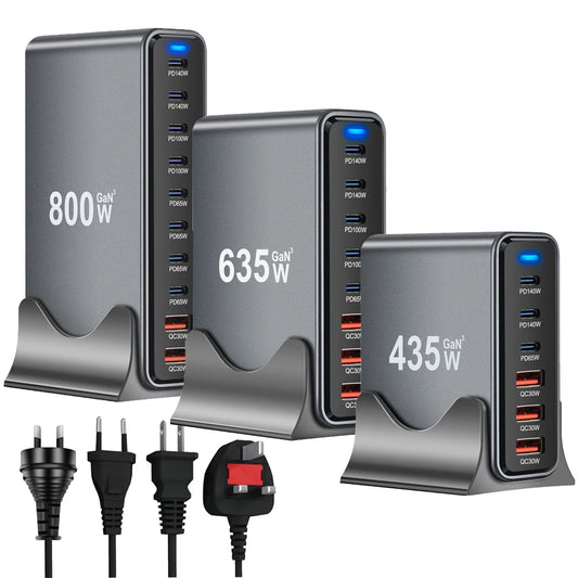 800W/670W/470W USB C Fast GaN Charger Multi-port Desktop Charging Station For iPhone Samsung Xiaomi Huawei Macbook Type C PD3.0