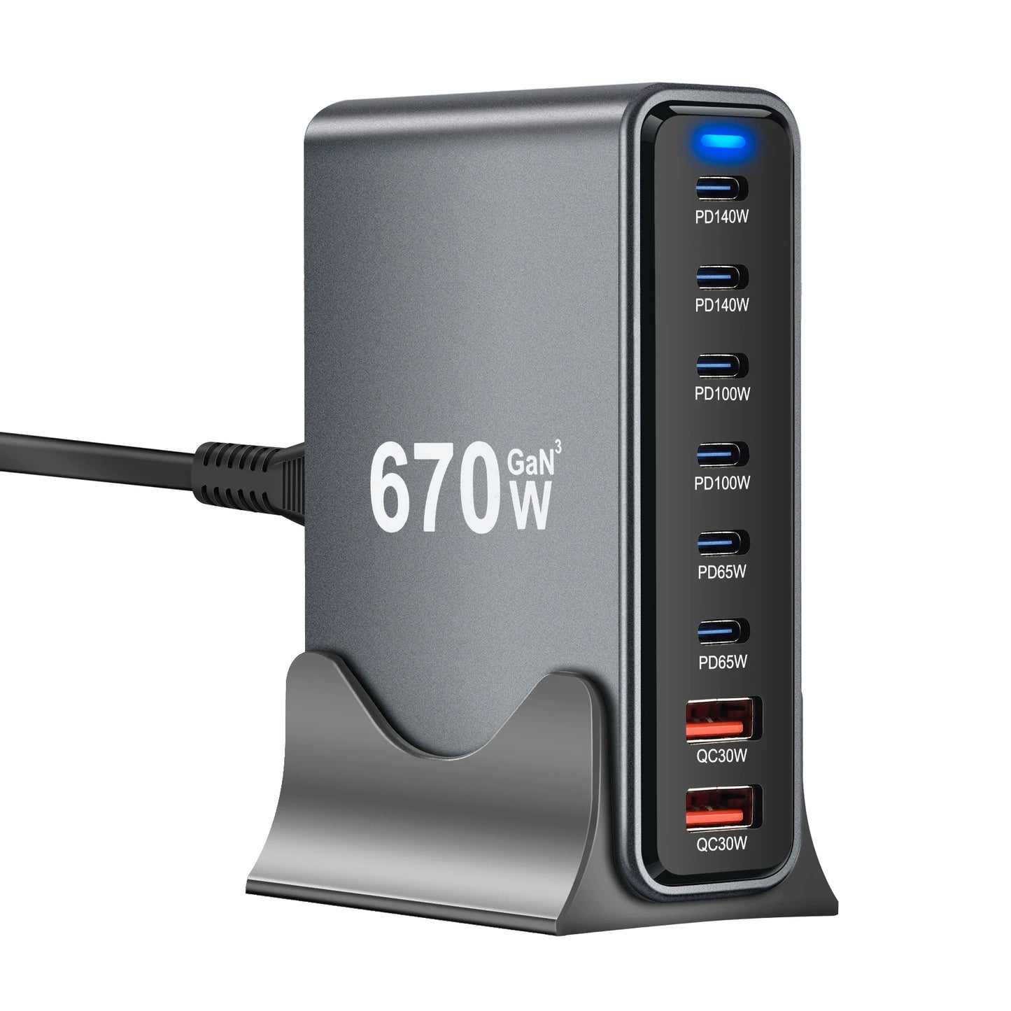 800W/670W/470W USB C Fast GaN Charger Multi-port Desktop Charging Station For iPhone Samsung Xiaomi Huawei Macbook Type C PD3.0