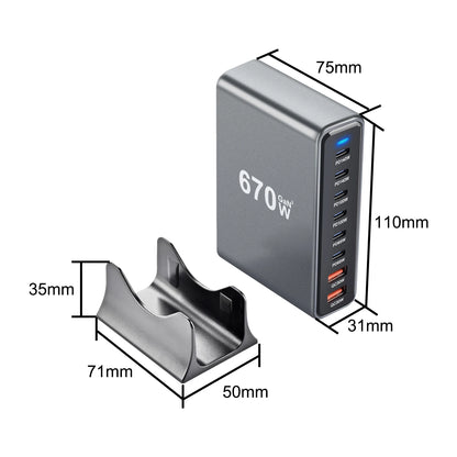 800W/670W/470W USB C Fast GaN Charger Multi-port Desktop Charging Station For iPhone Samsung Xiaomi Huawei Macbook Type C PD3.0