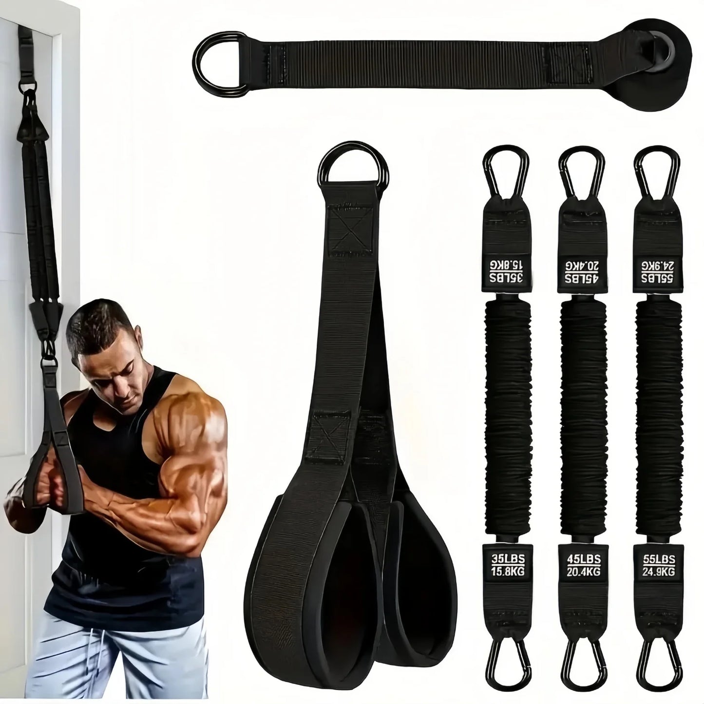 225/300LBS Home Suspension Trainer System Resistance Trainer Exercise Straps Multi-Function for Home Gym Full-Body Workout