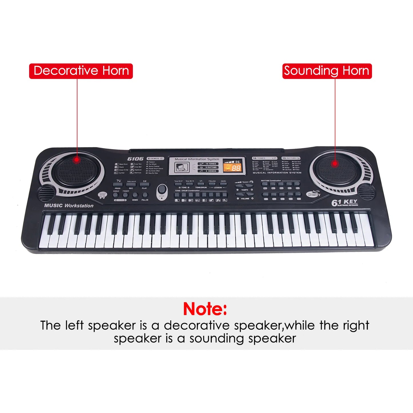 Kids Electronic Piano Keyboard Portable 61 Keys Organ With Microphone Education Toy Musical Instrument Gift For Child Beginner