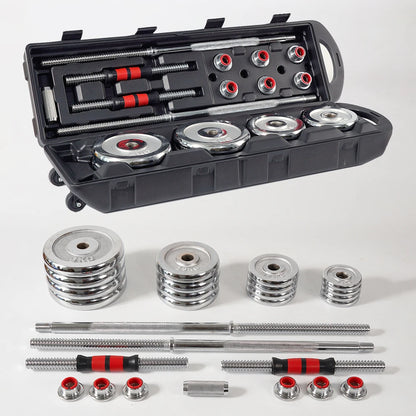 50kg Dumbbell Set Adjustable Dumbbells Barbell Set Iron Steel Durable Home Body Weight Training Carry Case