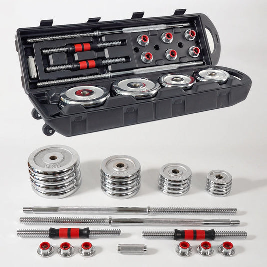 50kg Dumbbell Set Adjustable Dumbbells Barbell Set Iron Steel Durable Home Body Weight Training Carry Case