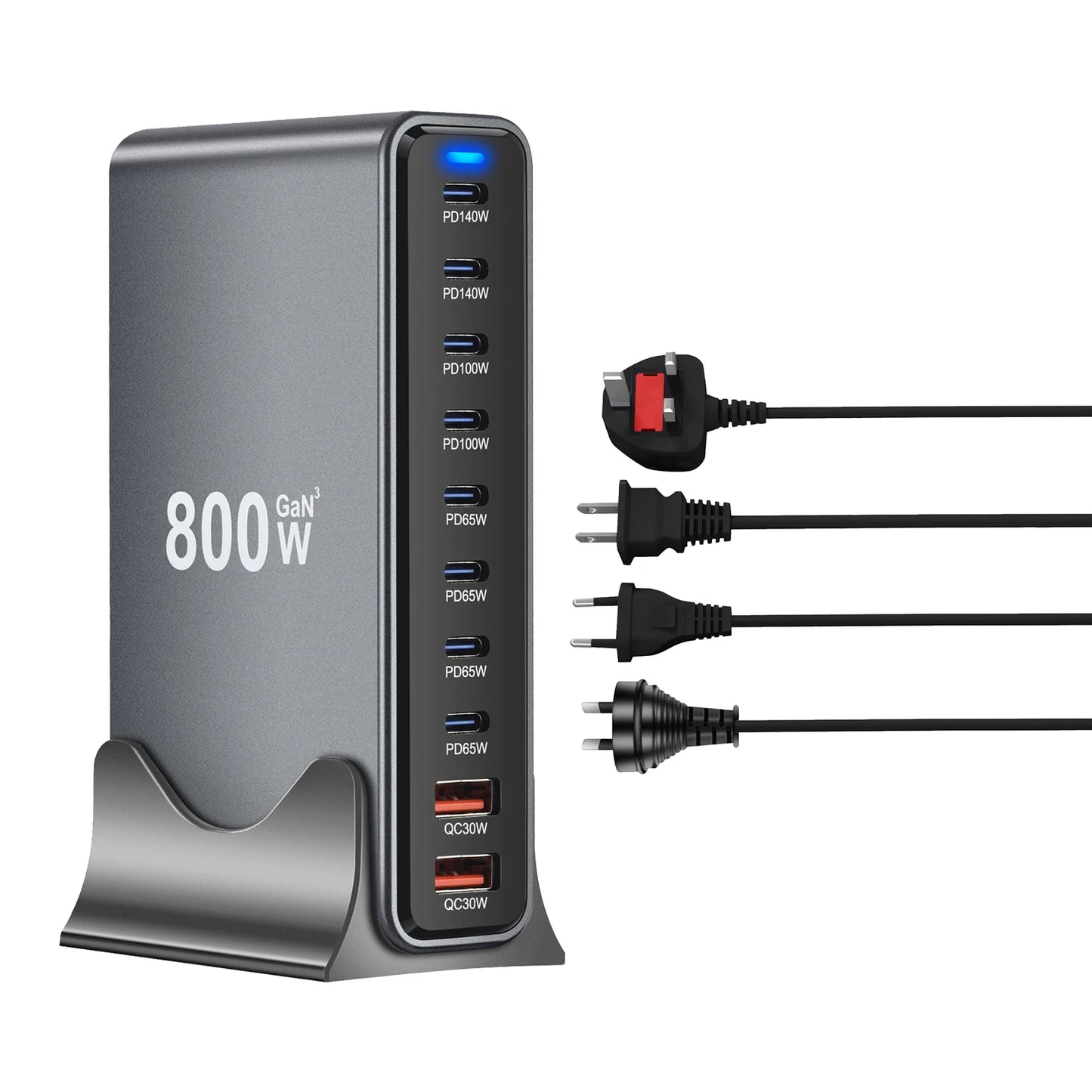 800W/670W/470W USB C Fast GaN Charger Multi-port Desktop Charging Station For iPhone Samsung Xiaomi Huawei Macbook Type C PD3.0