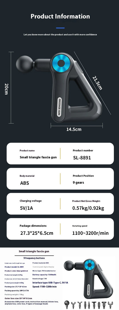 Best Seller Fitness Massage Gun fitness equipment accessories Electric Massager Body Fitness Small Triangle Fascia Gun Wireless