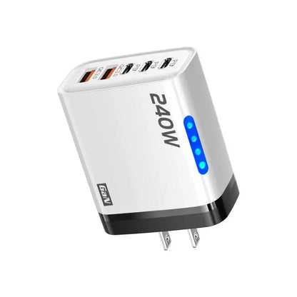 5 In 1 Gan Desktop Charger 240w Fast Charging Adapter 10a Usb To Typec Cable 3pd 2 Sb Charger For Iphone Samsung Xiaomi Charger